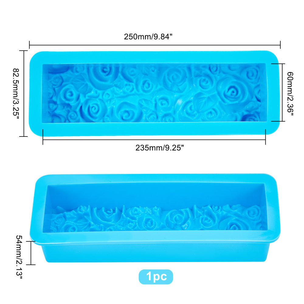 CRASPIRE 1PCS PandaHall Rose Loaf Mold, Flower Silicone Soap Molds 3D  Embossed Crafts Mould Rectangle Resin Casting Molds for Handmade Craft UV  Resin Soap Candle Making, 9.8x3.2x2.1inch/ 25x8.2x5.4cm