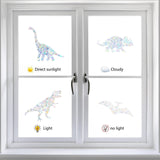 Craspire Waterproof PVC Laser No-Glue Stickers, Static Cling Frosted Rainbow Window Decals, 3D Sun Blocking, for Glass, Dinosaur Pattern, 7.15~15.95x16.9~20.4x0.02cm, 5pcs/bag