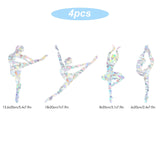 Craspire Waterproof PVC Laser No-Glue Stickers, Static Cling Frosted Rainbow Window Decals, 3D Sun Blocking, for Glass, Dancer Pattern, 19.8~24.15x6~15.5x0.02cm, 4pcs/bag