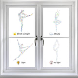 Craspire Waterproof PVC Laser No-Glue Stickers, Static Cling Frosted Rainbow Window Decals, 3D Sun Blocking, for Glass, Dancer Pattern, 19.8~24.15x6~15.5x0.02cm, 4pcs/bag
