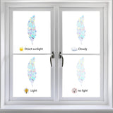 Craspire Waterproof PVC Laser No-Glue Stickers, Static Cling Frosted Rainbow Window Decals, 3D Sun Blocking, for Glass, Feather Pattern, 15.1x3~4.7x0.02cm, 9pcs/bag