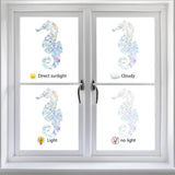 Craspire Waterproof PVC Laser No-Glue Stickers, Static Cling Frosted Rainbow Window Decals, 3D Sun Blocking, for Glass, Sea Horse Pattern, 18x8.6x0.02cm, 4pcs/bag