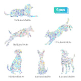 Craspire Waterproof PVC Laser No-Glue Stickers, Static Cling Frosted Rainbow Window Decals, 3D Sun Blocking, for Glass, Dog Pattern, 8~15.2x6.9~21.4x0.02cm, 6pcs/bag