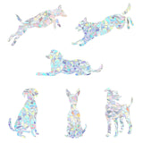 Craspire Waterproof PVC Laser No-Glue Stickers, Static Cling Frosted Rainbow Window Decals, 3D Sun Blocking, for Glass, Dog Pattern, 8~15.2x6.9~21.4x0.02cm, 6pcs/bag