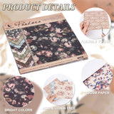 1 Set 12 Styles Patterned Paper Pad Scrapbook Paper Pack 24 Sheet Single-Sided Paper Collection Flower Themed Decorative Page Album Background Cardstock Craft Paper