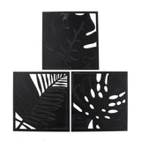Craspire 3Pcs Leaf Acrylic Mirror-Like Wall Stickers, with Adhesive Back, for Home Living Room Bedroom Decoration, Black, 198x188x1mm