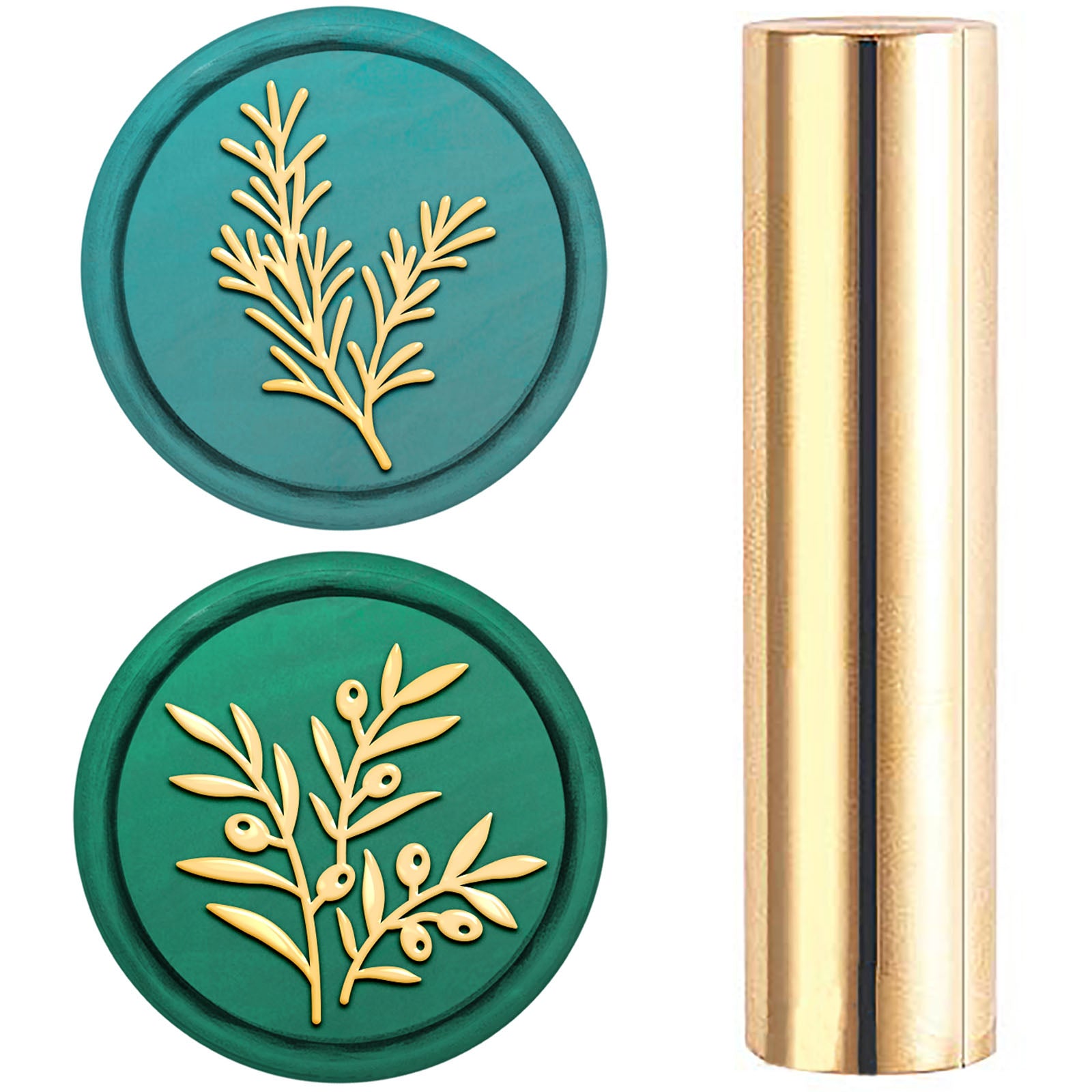 15mm 2 Sides Mini Brass Sealing Stamp (olive leaf + rosemary)