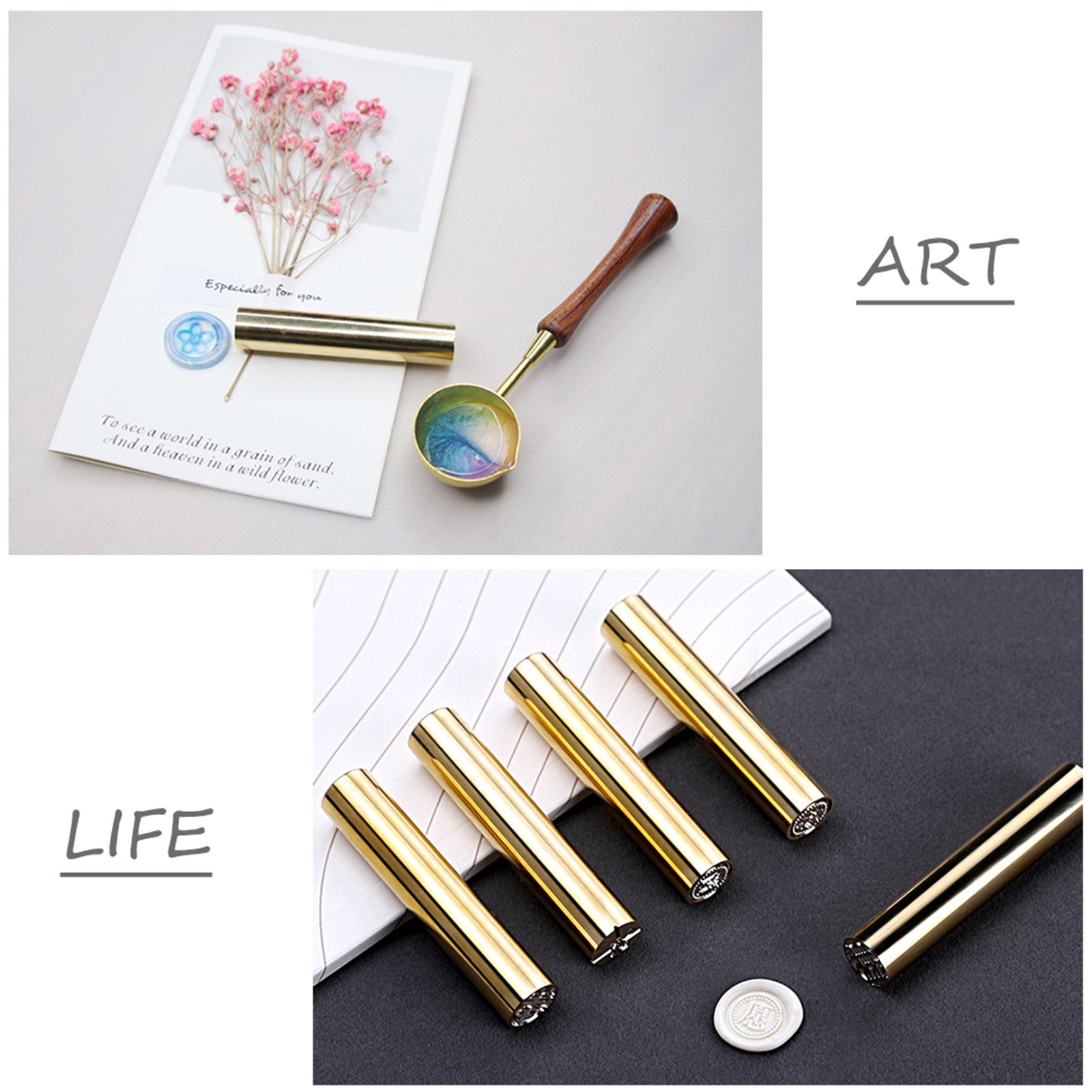 15mm 2 Sides Mini Brass Sealing Stamp (butterfly + dragonfly)