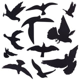 Craspire PVC Electrostatic Wall Stickers, for Windows Decoration, Rectangle with Bird Pattern, Black, 300x200x0.5mm, Stickers: 30~89x45~130x0.1mm