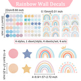 Craspire 4 Sheet 4 Styles Waterproof Vinyl Wall Stickers, Self-Adhesive Decals, for DIY Bedroom, Indoor Decorations, Rectangle with Rainbow & Round & Star Pattern, Mixed Color, Mixed Patterns, 300x220x0.15mm, Stickers: 40~69x40~108mm, 1 sheet/style