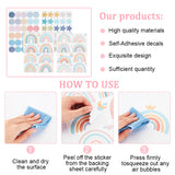 Craspire 4 Sheet 4 Styles Waterproof Vinyl Wall Stickers, Self-Adhesive Decals, for DIY Bedroom, Indoor Decorations, Rectangle with Rainbow & Round & Star Pattern, Mixed Color, Mixed Patterns, 300x220x0.15mm, Stickers: 40~69x40~108mm, 1 sheet/style