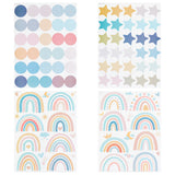Craspire 4 Sheet 4 Styles Waterproof Vinyl Wall Stickers, Self-Adhesive Decals, for DIY Bedroom, Indoor Decorations, Rectangle with Rainbow & Round & Star Pattern, Mixed Color, Mixed Patterns, 300x220x0.15mm, Stickers: 40~69x40~108mm, 1 sheet/style