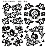 Craspire 4Pcs 4 Styles PET Waterproof Self-adhesive Car Stickers, Reflective Decals for Car, Motorcycle Decoration, Black, Flower Pattern, 200x200mm, 1pc/style