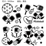 Craspire 4Pcs 4 Styles PET Waterproof Self-adhesive Car Stickers, Pickleball Reflective Decals for Car, Motorcycle Decoration, Black, Sports Themed Pattern, 200x200mm, 1pc/style