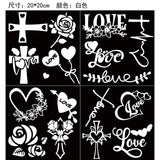 Craspire 4Pcs 4 Styles PET Waterproof Self-adhesive Car Stickers, Reflective Decals for Car, Motorcycle Decoration, White, Valentine's day Themed Pattern, 200x200mm, 1pc/style