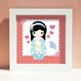 1Sheet Japanese Doll Cut Dies Kimonos and Fans Template Mould Umbrellas and Cherry Blossoms Die Cuts