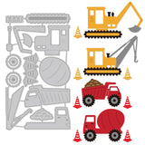 1Sheet Truck Toy Cut Dies Crane and Tanker Embossing Template Mould Cones and Wheels Die Cuts Construction Vehicle Cut die