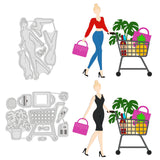 1Set Metal Shopping Girl Cut Dies Shoping Bag and Wine Embossing Template Mould Monstera and Pineapple Die Cuts