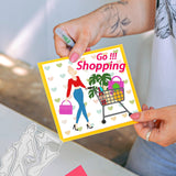 CRASPIRE Carbon Steel Cutting Dies Stencils, for DIY Scrapbooking/Photo Album, Decorative Embossing DIY Paper Card, Shopping Cart & Women, 9~11.2x7.3~11.5x0.08cm