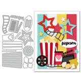 1Sheet Metal Movie Viewing Cut Dies Popcorn and Film Roll Embossing Template Mould Cola and Star Die Cuts