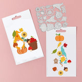 Autumn Gnome Die Cuts Pumpkin and Fallen Leaves Embossing Template Mould Sunflower and Kites Carbon Steel Die Set