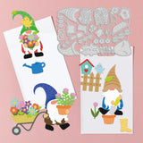 Gardener Gnome Die Cuts Flower and Birds Embossing Template Mould Railing and Mailbox Carbon Steel Die Set