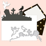 CRASPIRE Carbon Steel Cutting Dies Stencils, for DIY Scrapbooking, Photo Album, Decorative Embossing, Paper Card, Matte Platinum Color, Halloween Themed Pattern, 15.9x10.6x0.08cm