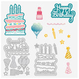 CRASPIRE Carbon Steel Cutting Dies Stencils, for DIY Scrapbooking, Photo Album, Decorative Embossing, Paper Card, Matte Platinum Color, Birthday Themed Pattern, 13.3~15.5x9.5~10.7x0.08cm