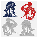 CRASPIRE 2Pcs 2 Styles Carbon Steel Cutting Dies Stencils, for DIY Scrapbooking, Photo Album, Decorative Embossing, Paper Card, Matte Platinum Color, American Soldier, Human Pattern, 10.9~12.6x10.7~10.8x0.08cm, about 1pc/style