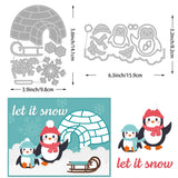 CRASPIRE 2Pcs 2 Styles Christmas Theme Carbon Steel Cutting Dies Stencils, for DIY Scrapbooking, Photo Album, Decorative Embossing Paper Card, Stainless Steel Color, Matte Style, Penguin Pattern, 8.2~14.1x9.8~15.9x0.08cm, 1pc/style