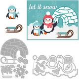 CRASPIRE 2Pcs 2 Styles Christmas Theme Carbon Steel Cutting Dies Stencils, for DIY Scrapbooking, Photo Album, Decorative Embossing Paper Card, Stainless Steel Color, Matte Style, Penguin Pattern, 8.2~14.1x9.8~15.9x0.08cm, 1pc/style