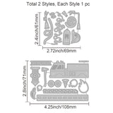 CRASPIRE 2Pcs 2 Styles Firefighting Theme Carbon Steel Cutting Dies Stencils, for DIY Scrapbooking, Photo Album, Decorative Embossing Paper Card, Stainless Steel Color, Matte Style, Mixed Patterns, 6.1~7.1x6.9~10.8x0.08cm, 1pc/style