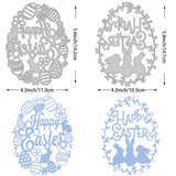 CRASPIRE 2Pcs 2 Styles Happy Easter Carbon Steel Cutting Dies Stencils, for DIY Scrapbooking, Photo Album, Decorative Embossing Paper Card, Stainless Steel Color, Eastar Egg & Rabbit, Easter Theme Pattern, 14.2~14.7x10.9~11x0.08cm, 1pc/style