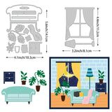 CRASPIRE 2Pcs 2 Styles Carbon Steel Cutting Dies Stencils, for DIY Scrapbooking, Photo Album, Decorative Embossing Paper Card, Stainless Steel Color, Furniture Pattern, 8.1~14.1x10.3~11.2x0.08cm, 1pc/style