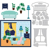 CRASPIRE 2Pcs 2 Styles Carbon Steel Cutting Dies Stencils, for DIY Scrapbooking, Photo Album, Decorative Embossing Paper Card, Stainless Steel Color, Furniture Pattern, 8.1~14.1x10.3~11.2x0.08cm, 1pc/style