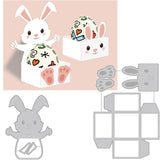 CRASPIRE 2Pcs 2 Styles Carbon Steel Cutting Dies Stencils, for DIY Scrapbooking, Photo Album, Decorative Embossing Paper Card, Rabbit-Shaped Box with Easter