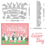 CRASPIRE 2Pcs 2 Styles Carbon Steel Cutting Dies Stencils, for DIY Scrapbooking, Photo Album, Decorative Embossing Paper Card, Stainless Steel Color, Easter Egg & Rabbit & Word Happy Easter Day, Easter Theme Pattern, 3~15.9x10.7~15.1x0.08cm, 1pc/style