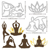 CRASPIRE 3Pcs 3 Styles Carbon Steel Cutting Dies Stencils, for DIY Scrapbooking, Photo Album, Decorative Embossing Paper Card, Stainless Steel Color, Yoga Pattern, 69~134x97~121x0.8mm, 1pc/style