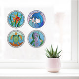 Craspire PVC Window Sticker, for Home Decoration, Square, Ocean Themed Pattern, 16x16x0.03cm, 2pcs/style, 4 styles, 8pcs/set