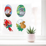 Craspire PVC Window Sticker, for Home Decoration, Square, Animal Pattern, 16x16x0.03cm, 2pcs/style, 4 styles, 8pcs/set