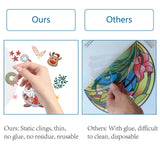 Craspire 8Pcs 4 Style Waterproof PVC Electrostatic Wall Stickers, for Wall, Window or Stairway Decoration, Flat Round, Santa Claus, 16x0.03cm, 2pcs/style