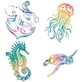 Craspire 8Pcs 4 Styles Self Adhesive Waterproof PVC Sticker, for Wall, Window and Stairway Decoration, Round, Sea Animals, 16x0.03cm, 2pcs/style