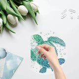 Craspire 8Pcs 4 Styles Self Adhesive Waterproof PVC Sticker, for Wall, Window and Stairway Decoration, Round, Light Sea Green, Sea Animals, 16x0.03cm, 2pcs/style