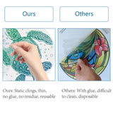 Craspire 8Pcs 4 Styles Self Adhesive Waterproof PVC Sticker, for Wall, Window and Stairway Decoration, Round, Light Sea Green, Sea Animals, 16x0.03cm, 2pcs/style