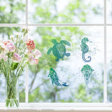 Craspire 8Pcs 4 Styles Self Adhesive Waterproof PVC Sticker, for Wall, Window and Stairway Decoration, Round, Light Sea Green, Sea Animals, 16x0.03cm, 2pcs/style