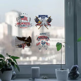 Craspire 8Pcs 4 Styles Memorial Day Self Adhesive Waterproof PVC Stickers, for Wall, Window or Stairway Decoration, Round, Flag Pattern, 16x0.03cm, 2pcs/style