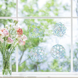 Craspire 16 Sheets 4 Styles Waterproof PVC Colored Laser Stained Window Film Adhesive Static Stickers, Electrostatic Window Stickers, Colorful, Floral Pattern, 120mm, 4 sheets/style
