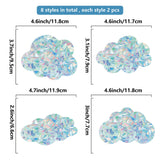 Craspire 16 Sheets 8 Styles Waterproof PVC Colored Laser Stained Window Film Adhesive Static Stickers, Electrostatic Window Stickers, Colorful, Cloud Pattern, 120mm, 2 sheets/style