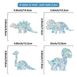 Craspire 16 Sheets 4 Styles Waterproof PVC Colored Laser Stained Window Film Static Stickers, Electrostatic Window Stickers, Dinosaur Pattern, 330x830mm