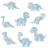 Craspire 16 Sheets 4 Styles Waterproof PVC Colored Laser Stained Window Film Static Stickers, Electrostatic Window Stickers, Dinosaur Pattern, 330x830mm